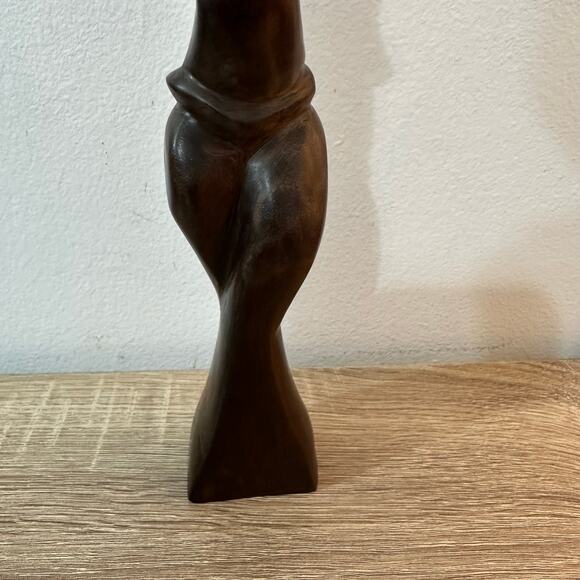 Wooden Statue of Dancing Woman Tribal 13" Tall African The Dancer Carved Ebony - Picture 4 of 8